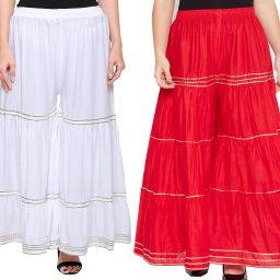 Pack of 2 Women Relaxed Multicolor Cotton Blend Trousers-image-96