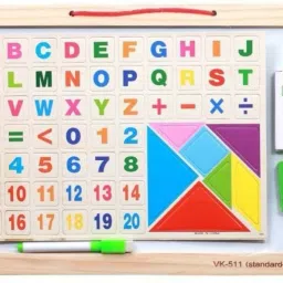 Double sided big size magic magnetic slate drawing writing board for kids|boys|girls black & white board (Multicolor).-5