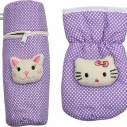 High Quality Dot print Cotton Bottle Cover zipper and pouch Purple-image-36