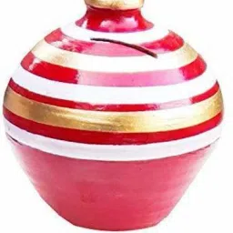 Handmade Clay Gullak Money Bank Toy Showpiece For Gift Kids And Adults(Red) Coin Bank-image-14