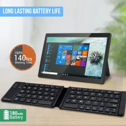 Portronics POR-973 Chicklet Foldable QWERTY Keyboard, Mini Pocket Sized, Rechargeable Wireless Handheld Multi-device Keyboard Compatible with Desktop, Laptop, Tablet, iPad, Mac One Touch Connect Button, for iOS, Android and Windows Tabs, Smartphones image 5