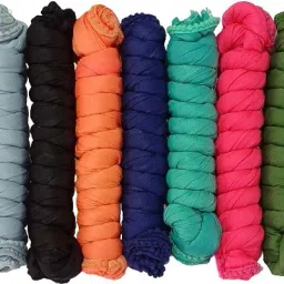 Cotton Blend Solid Multicolor Women Dupatta-image-6