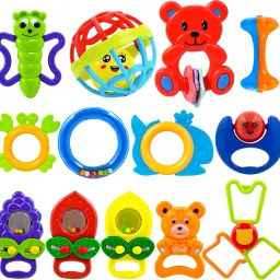 Colorful Non Toxic BPA Free 11 and 2 Teethers Toys Set for Babies Rattle-25