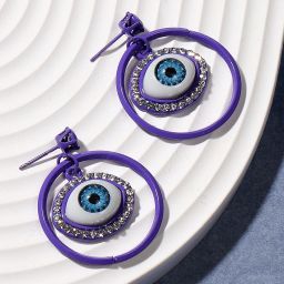 Women's The Evil-Eye Loop Drop Earrings - Amerthyst Purple Alloy Drops & Danglers-image-27