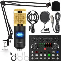 BM800 Condenser Microphone Mic Set with V8s Audio Mixer + Microphone Stand Full Mic Set-0