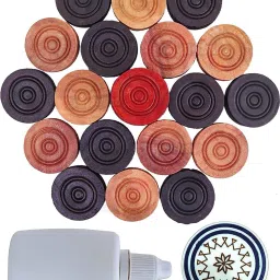Carrom Playing Coins and Powder 24 Wooden Coins 1 Striker 1 Powder Carrom Pawns-image-41