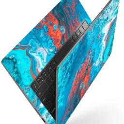 Techfit Full Body Laptop Skin Fits Size Upto 15.6 Inches - Blue Orange Stone Art Premium Stretched Vinyl Laptop Decal 15.6-image-65
