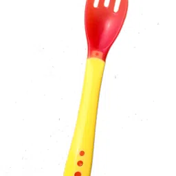 the little lookers Silicone Tip Heat Sensitive Silicone Spoons | Temperature Sensing Spoons | Fork Set - Pack of 2 (Yellow)- Silicone image 2
