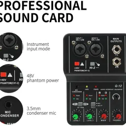 mocking bird Q12 2 Channel Audio Mixer Mini Mono Usb Audio Interface for Recording Studio Digital Sound Mixer image 2