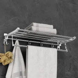 Stainless Steel Folding Towel Rack/Towel Stand/Hanger Bathroom Accessories/Chrome Finish (24 Inches-Chrome) Silver Towel Holder-14