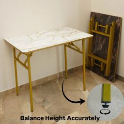 kiara quality first Multi-Purpose Foldable & Portable Wooden Laptop Table with Metallic Golden Leg Solid Wood Multipurpose Table image 5