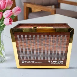 golden Wooden Money Saving Box |Counting target money box | Coin box for saving Coin Bank-image-26