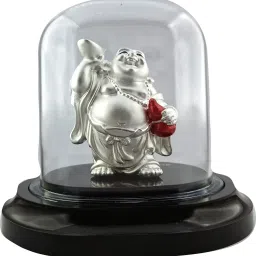 999 Pure Silver Laughing Buddha Beautiful Idol with Acrylic Base Decorative Showpiece - 4 cm-image-44