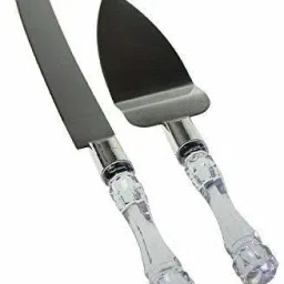 Stainless Steel Cake Knife and Server Set with Acrylic Handle Slicer cutter Decorating Tools 2Set 14x12.5x5 And12.5x20.5x2.5CM Stainless Steel Cake Server-6