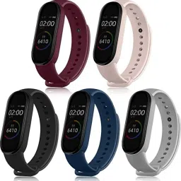 Asotai Adjustable Xiaomi Mi Band 5 & 6 Silicone Set of 5 Smart Band Strap-30