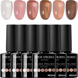 thr3e strokes UV Gel Nail Polish Set Nude Caramel Tones Warm Earthy Glass Gel Polish Set 7.5ml Nexus-picture-27