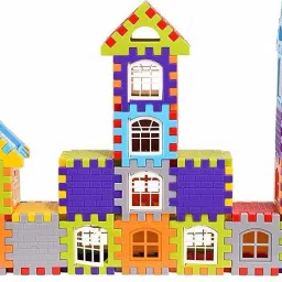 hrk MEDIUM Size Building Blocks for Kids – 65 Pcs, House Building Blocks with Windows, Block Game for Kids -Multicolor image 5