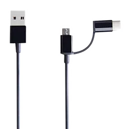 Mi Type A to Type C, Micro USB 1 Feet (0.3M) 2-in-1 Cable (16 Insulated Conductors, Black)-21