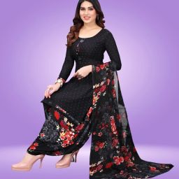 Unstitched Crepe Salwar Suit Material Printed-image-30