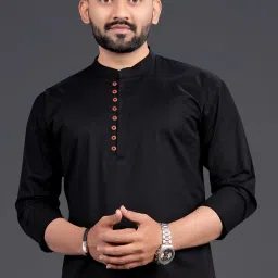 Men Solid Cotton Blend Straight Kurta-image-88