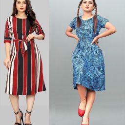 Women Fit and Flare Red Below Knee Dress-image-62