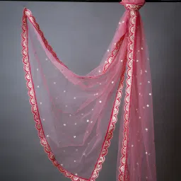 Net Embroidered Pink Women Dupatta-image-59