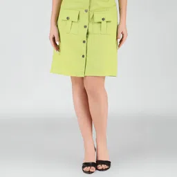 kashian Women Solid A-line Green Skirt-picture-21