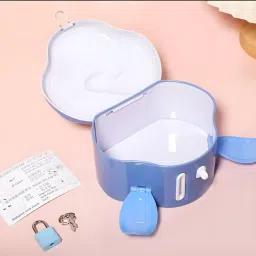 wishkey Rabbit Theme Spacious Coin Collector Money Saving Piggy Bank with Lock & Keys Coin Bank image 4