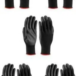 (5Pair) Multipurpose Cotton Daily Use Safety Hand Gloves Reusable Washable Grip Coating Anti Cut Resistant For Bike Riding Virus Protection Garden Gardening Heavy Duty Industrial Construction Work –Black NitrileSafety Gloves-image-17