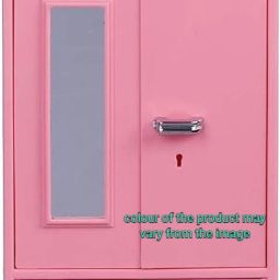 Plastic Wardrobe Toy for Kids with Double Door Almirah and 1 Drawer Hangers pink-image-72
