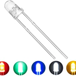 (Pack of 100 Pieces) Transparent Bright LED 5mm, 3V DC 2 Pin Light Emitting Diode, Multipurpose, For Science Projects DIY Hobby Kit (20 Each Red, Blue, Green, Yellow, White) Light Electronic Hobby Kit-16
