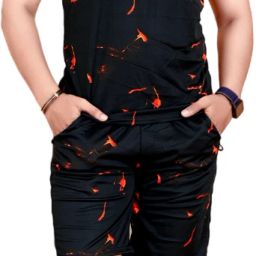 Men Night Suit Set Black Printed-image-96
