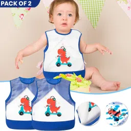 Children's Eating Baby Bib Waterproof Coverall Reverse Dressing Sleeveless Apron-image-32