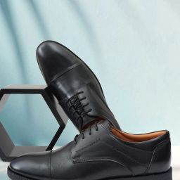 Nico Nerini Men's Luxor Black Leather Derby Shoes Lace Up For Men-image-2