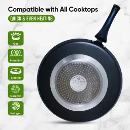 solara Granite Dosa Tawa, Induction Base, Gas Compatible with Soft Handle, Black, Tawa 28 cm diameter image 5