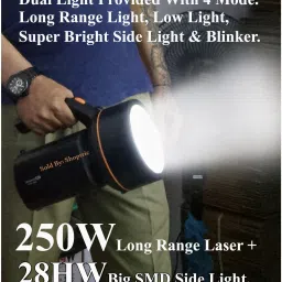 shoptric 250w super bright 3 km long range laser 4 mode jumbo blinker led torch light Torch image 5