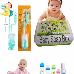 2,Pcs Baby Brush Set (Multicolor) With Baby Soap Box Set (Multicolor)-image-45