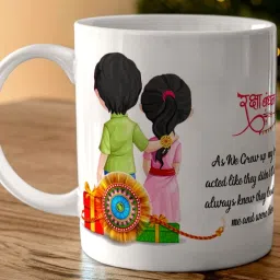 Rakhi Gifts for Brother Happy Rakshabandhan Quote White Coffee 350 ml - Raksha Bandhan Gift for Sister, Rakhi Gift for Sister, Rakhi for Brother, Best Gift for Brother, Rakshabandhan PA47 Ceramic Coffee Mug-image-47