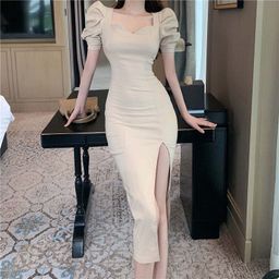 outzidr Women A-line Brown Below Knee Dress-picture-13