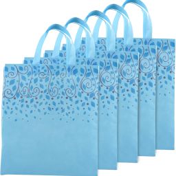 Non-Woven Top Leaf Shopping Bags for Grocery|Pack of 5|Large|Sky Blue Pack of 5 Grocery Bags-22