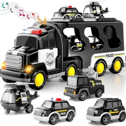Police Carrier Truck Set | Battery Operated Light & Sound Effect Truck Kids Toy-picture-39
