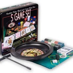Playing Cards Roulette Poker Chips 5 IN 1 Casino Chips Game Set Adult Party Games-20