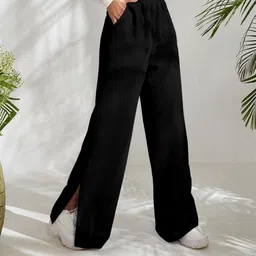 rajovati Women Loose Fit Black Viscose Rayon Trousers-picture-16