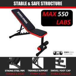 sporto fitness S-102 Weight Bench,700LB Stable Multi-Purpose Foldable Incline Decline Exercise Multipurpose Fitness Bench image 4