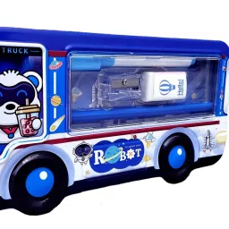 Adorable Kitten Printed Bus Shape Metal Compass Box with White board and Stationery Art Metal Pencil Box-8