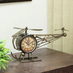 craft tree Peony Helicopter Brown Iron Analog Table Clock-picture-29