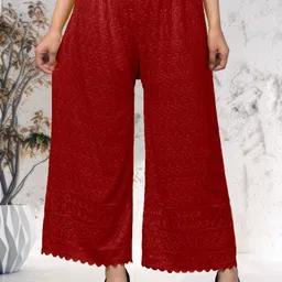 fambee Women Relaxed Maroon Cotton Blend Trousers-picture-36