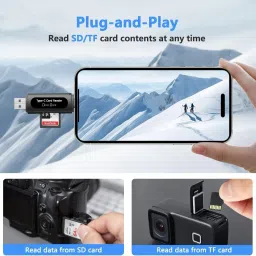 Foxne Point 4 in 1 SD & TF Card Reader with Type-C & USB Ports, Portable Memory Card Reader Card Reader image 4