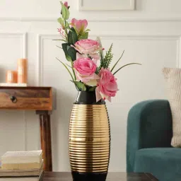 de maison decor Regal Black and Gold Banded Enamel Vase-picture-10