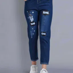 Women Jogger Fit Mid Rise Dark Blue Jeans-image-43